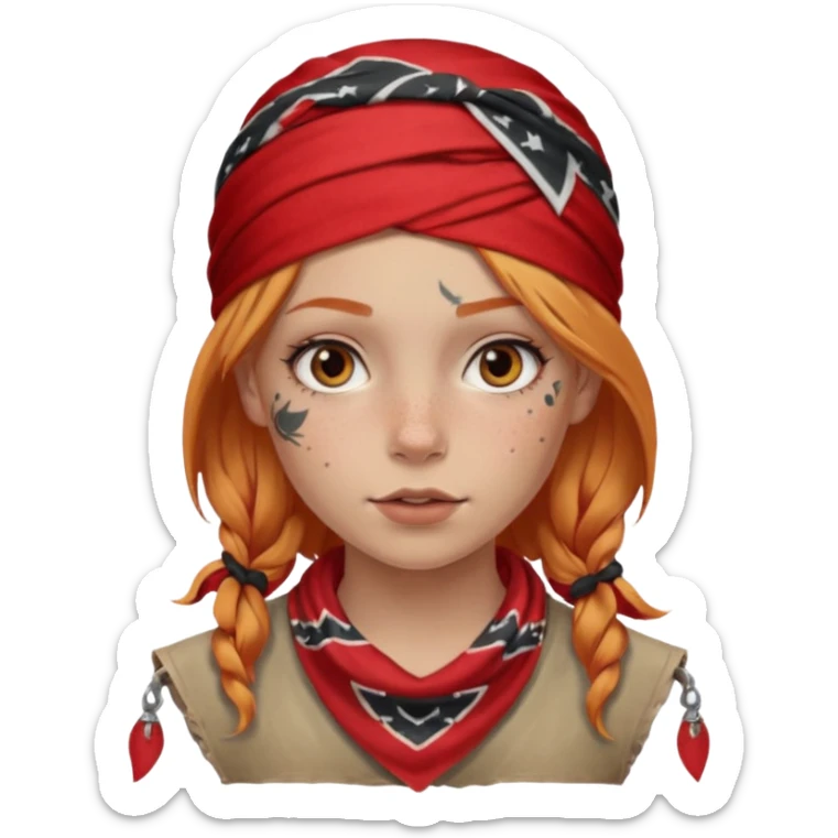 blonde hair with red head bandana and lots of face tattoo girl sticker