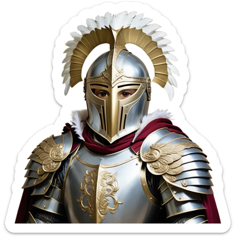 large suit of armor which covers most of their body along with their head. The armor is extremely intricate, with large shoulder pads that are decorated with a feathery material hanging from the bottom of them that covers Stanley's body like a cape. The mask they wears with this armor is surrounded with similar material that hangs off their head, somewhat resembling a lion's mane and incorporating gas mask filters sticker