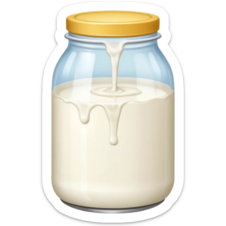 a jar of milk but the top is sticky and its dripping but theres no lit sticker