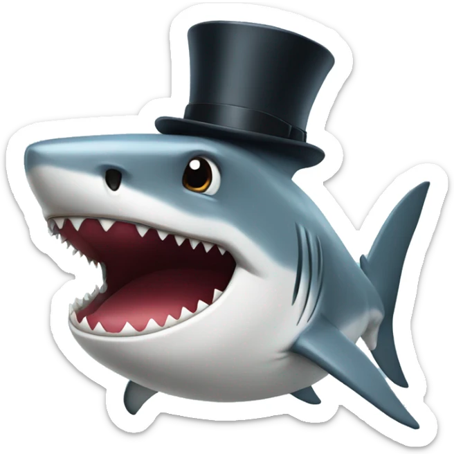 Shark with a top hat sticker