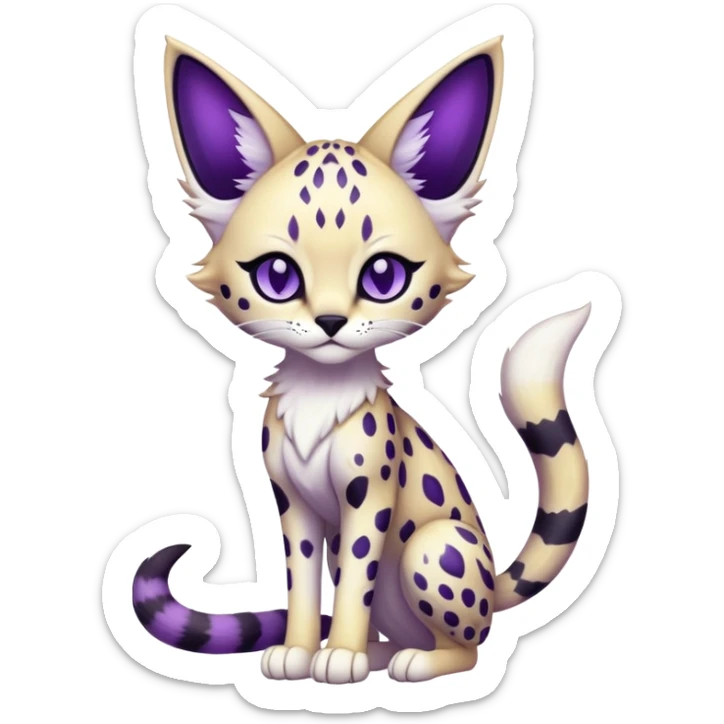 Kawaii Cute Edgy Black Purple White ethereal eldritch Serval-Fionbri-Vernid full body sticker