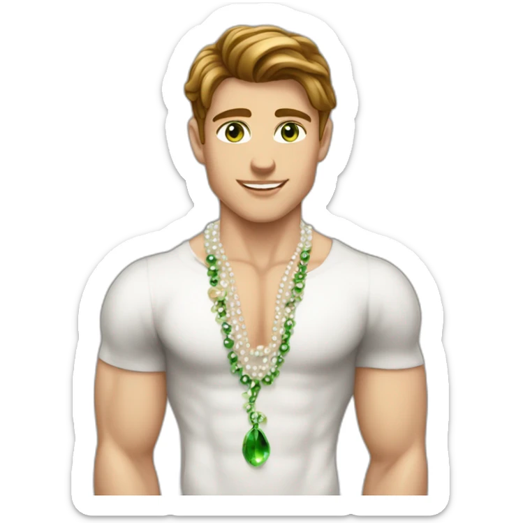 Posh-muscle-boy-with-pearl-necklace-and-green-eyes-and-brown-hair sticker