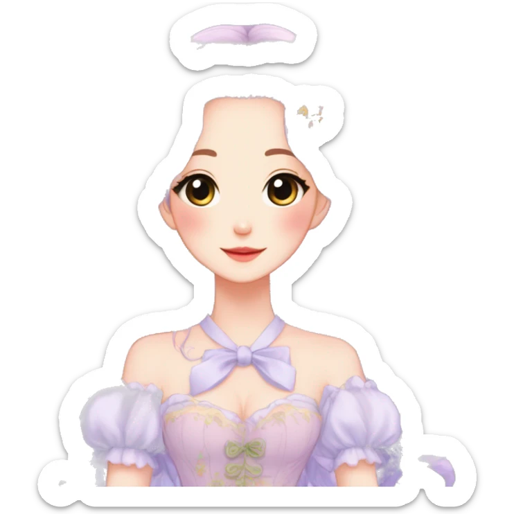 gorgeous pretty attractive anime lady beautiful hair with gorgeous dress fairycore cottagecore pastelcore detailed high quality trending VOGUE aesthetic sticker