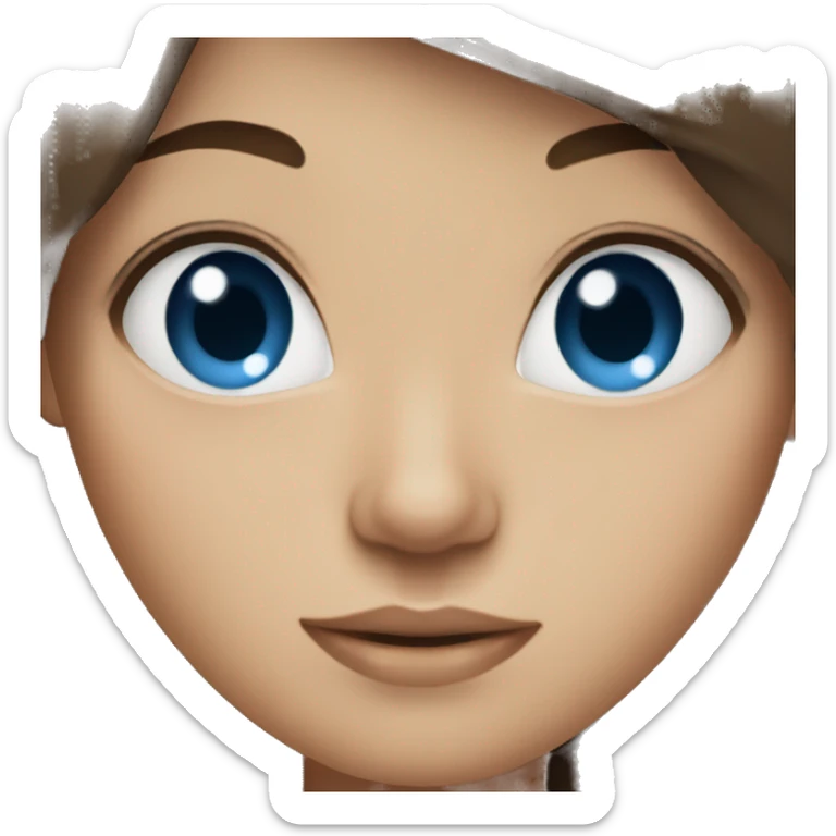 Brown hair blue eye girl  sticker