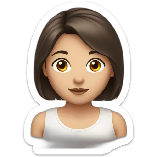 a girl with dark brown hair and brown eyes sticker