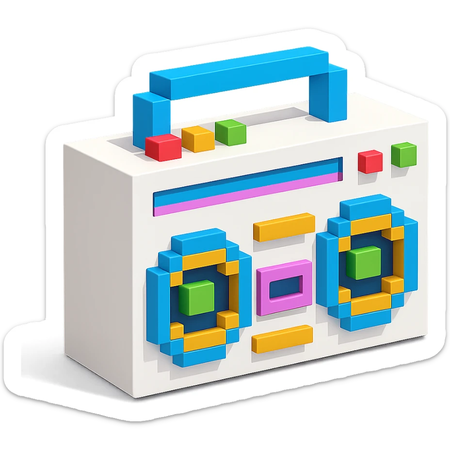 white boombox sticker