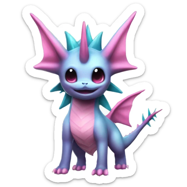 Pink Edgy Vaporeon dragon With Fins and spikes full body sticker
