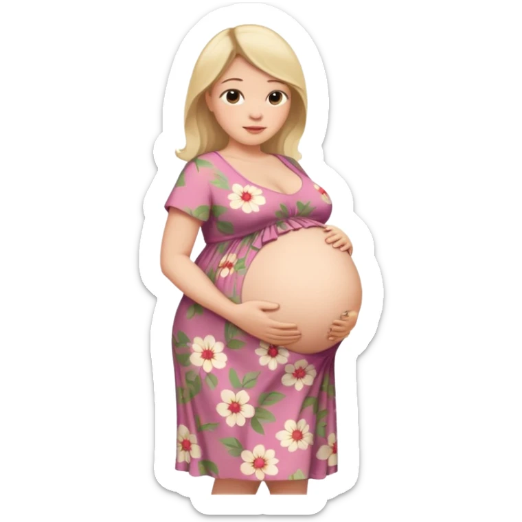 very heavily pregnant overdue woman with very  very big and large belly  sticker