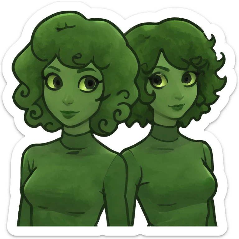 Two tan girls one with curly hair and one with wavy hair sticker