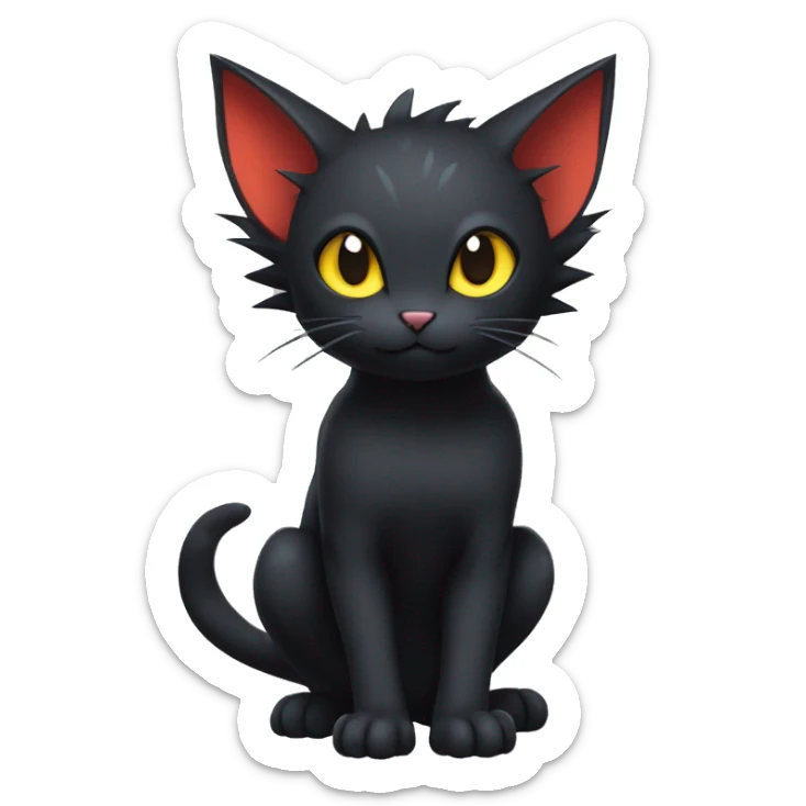Cool Cute Edgy Black Dark Chibi Cat-Noibat-Noivern-Litten-Pokémon-Fakémon-hybrid sticker
