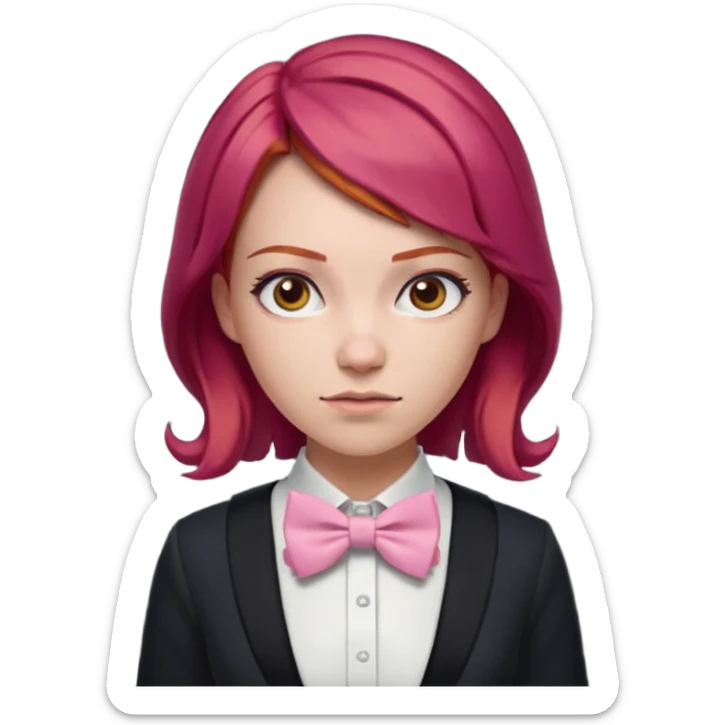 In A Clash Of Clans Aesthetic readhead hair woman with pink bowtie sticker