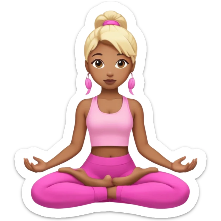black girl with blonde hair pink yoga aesthetic sticker
