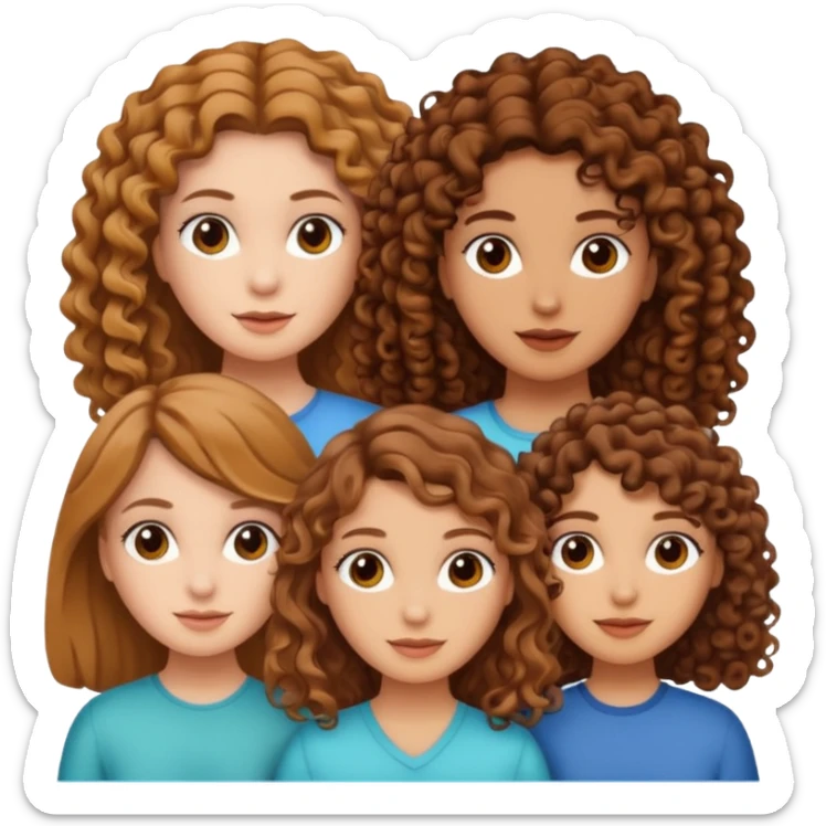 Three white girls, all of off this with brown hair but one whit straight one whit curly and one whit very curly(aesthetic) sticker