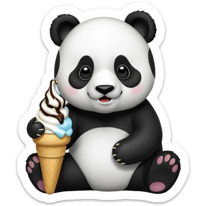 Panda eating ice cream sticker