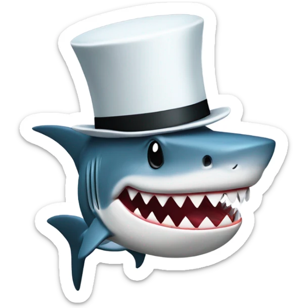 Shark with a top hat sticker