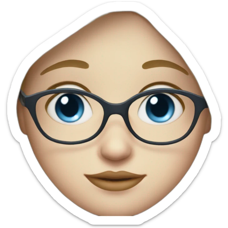 girl with blue eyes , fringe white ,skin and a little cheek and glasses sticker