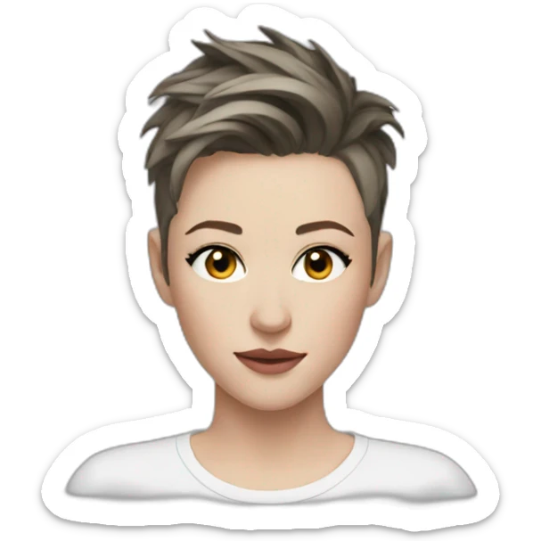 Kristen stewart short hair wearing round neck t-shirt sticker