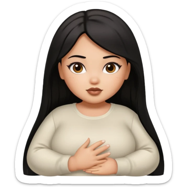 fat brown pretty bratz girl with black straight hair and white full sleeve sticker