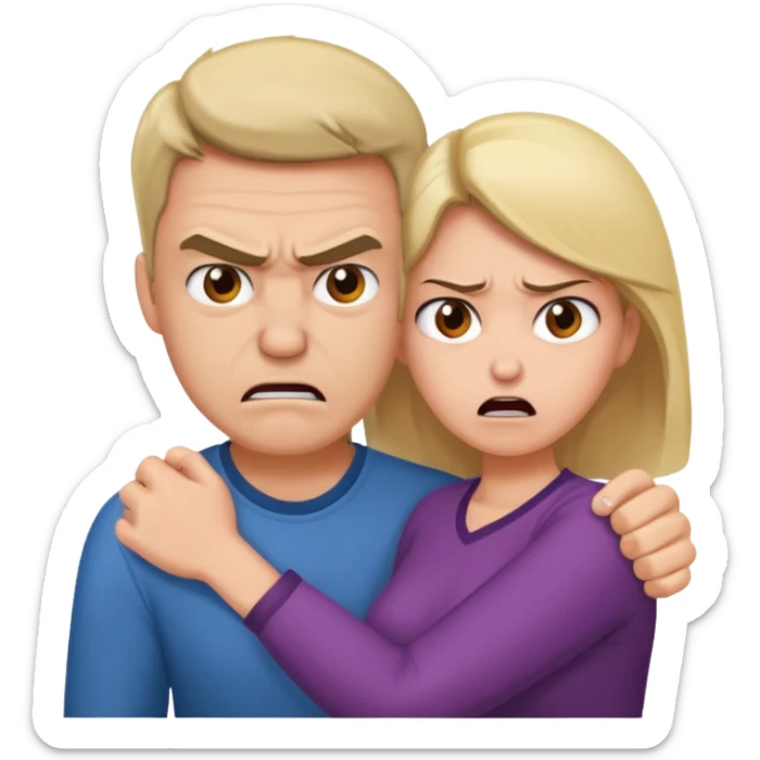 Une homme possessif qui essaye d’attraper sa femme sticker