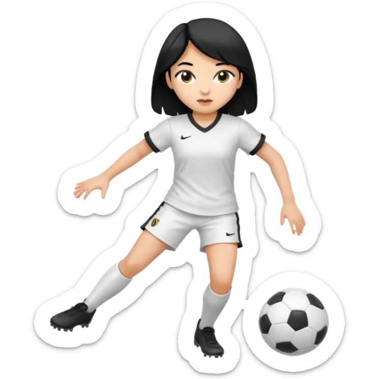girl tha plays football black hair white sticker