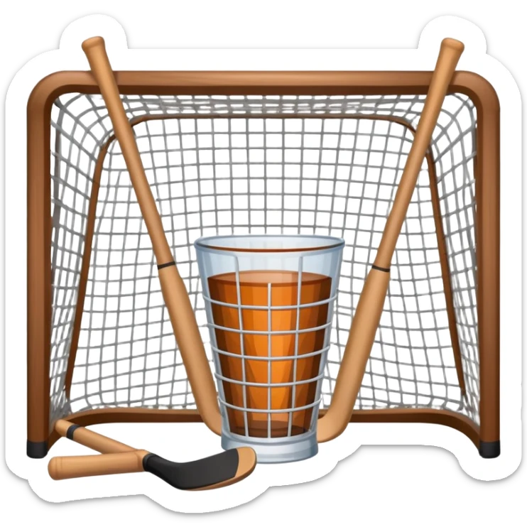 Clear cup filled with hockey sticks, hockey sticks, and hockey net  sticker