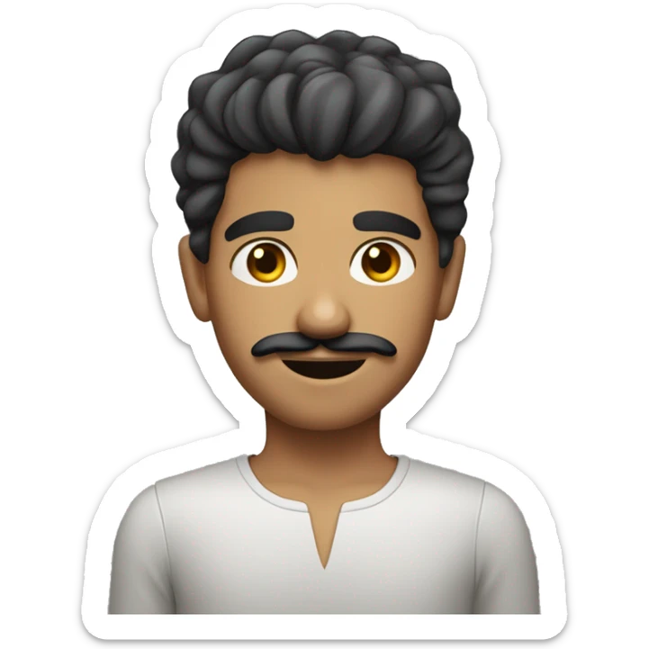 Boy from the Middle East, having nice hair (short on the sides and long on the top) and a mustache plus goatee sticker
