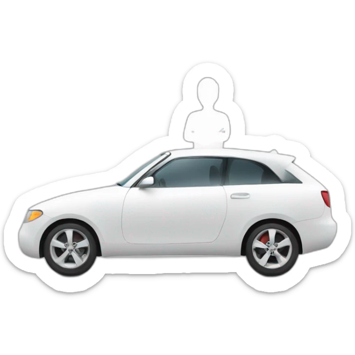 white silhouette of a man in a cool car and a lot of money  sticker