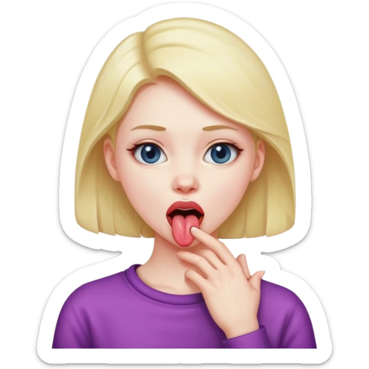 girl holding her neck and sticking her tongue out sticker