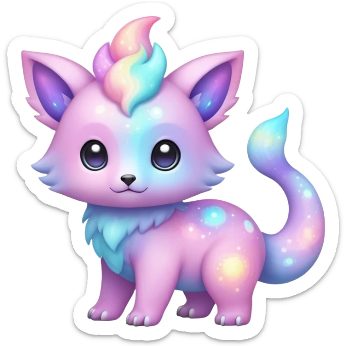 Cute adorable kawaii colorful pastel nebula fantasy animal hybrid Fakemon full body sticker