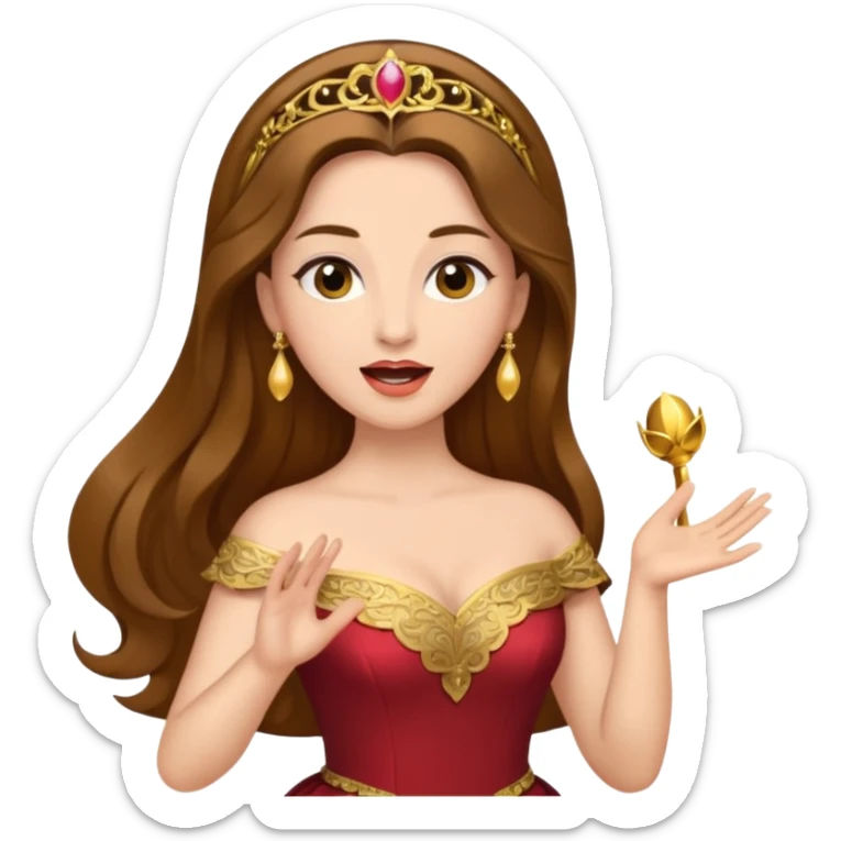 woman opera singer singing with long brown hair and golden dress sticker