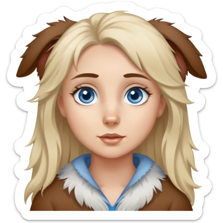 Blue eyed Blonde girl and blue eyed brown and gray Australian shepherd sticker