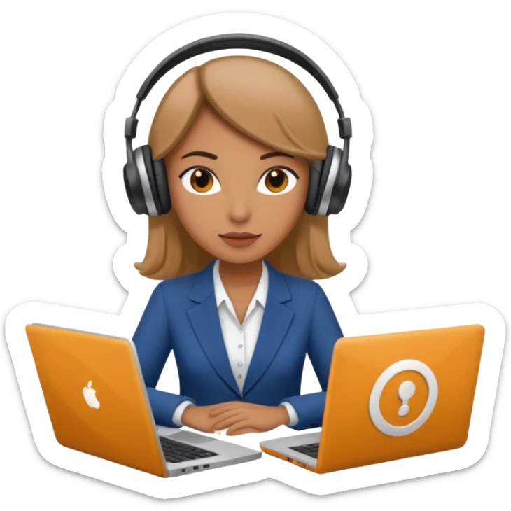super busy female with laptop and headphones do not disturb sticker
