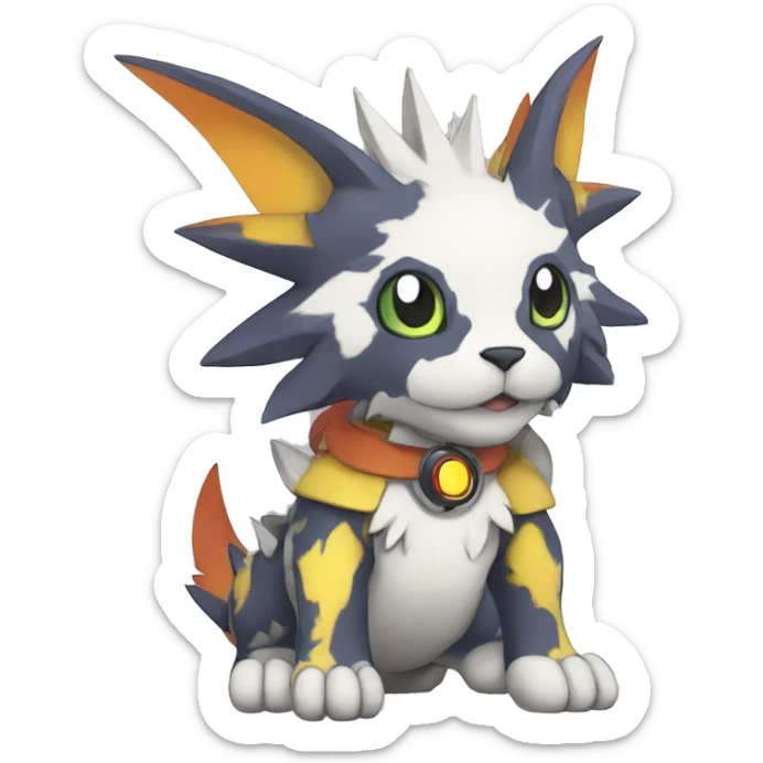 cute cool edgy Digimon-Fakemon-animal with colorful markings full body sticker
