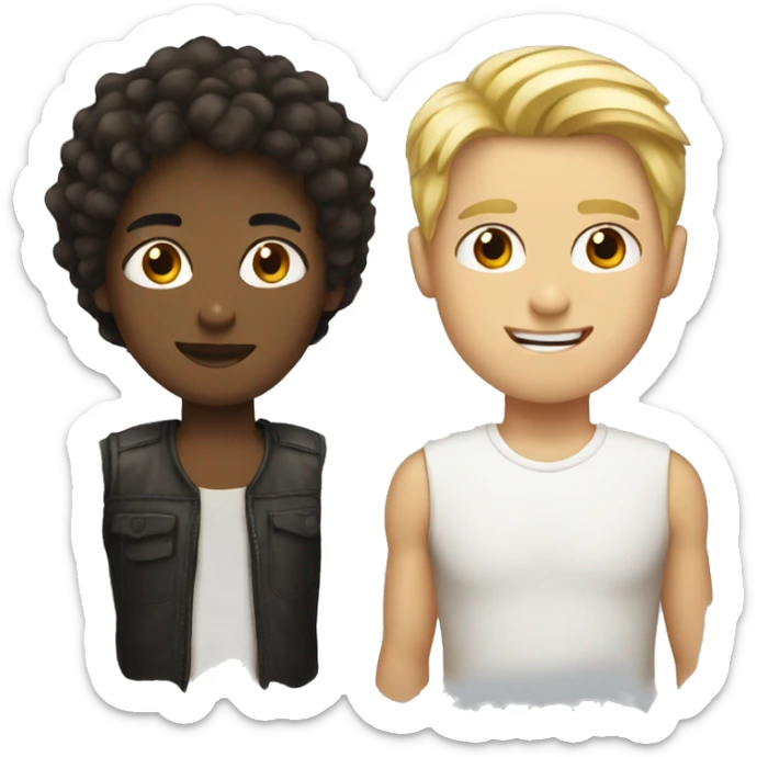 Girl with dark brown hair and a guy with blonde hair sticker