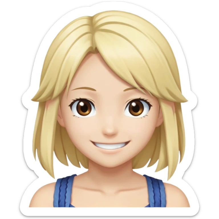 Smiling Lucy Heartfilia from Fairy Tail with blonde hair and brown eyes sticker