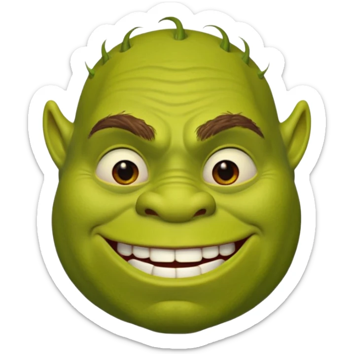 Create a Shrek emoji for a teams chat but make it more original style to the movie sticker