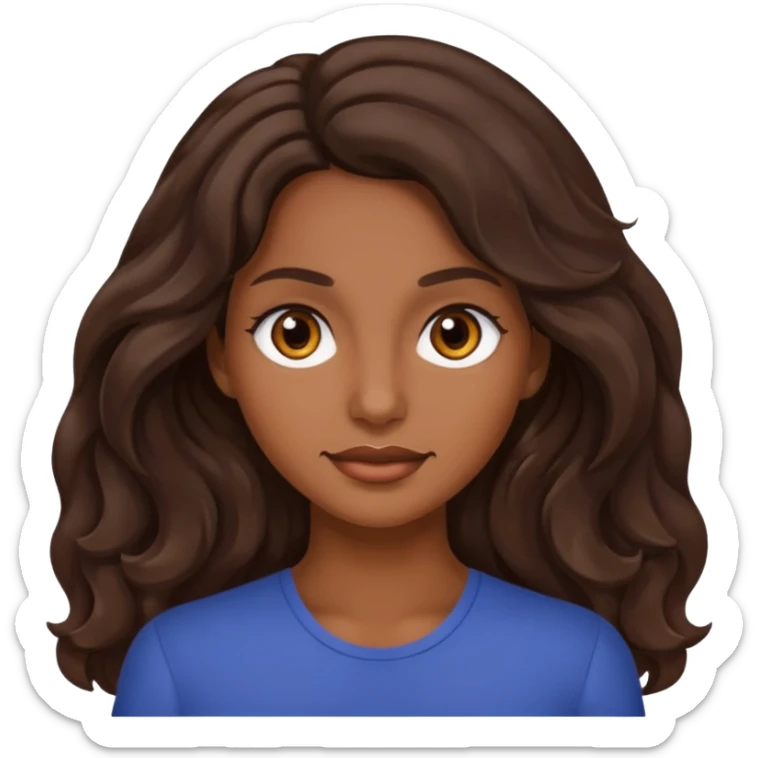 mujer trigueña oscura ,  pelo ondulado,  pelo largo  color marron oscuro, ojos marrones oscuro sticker