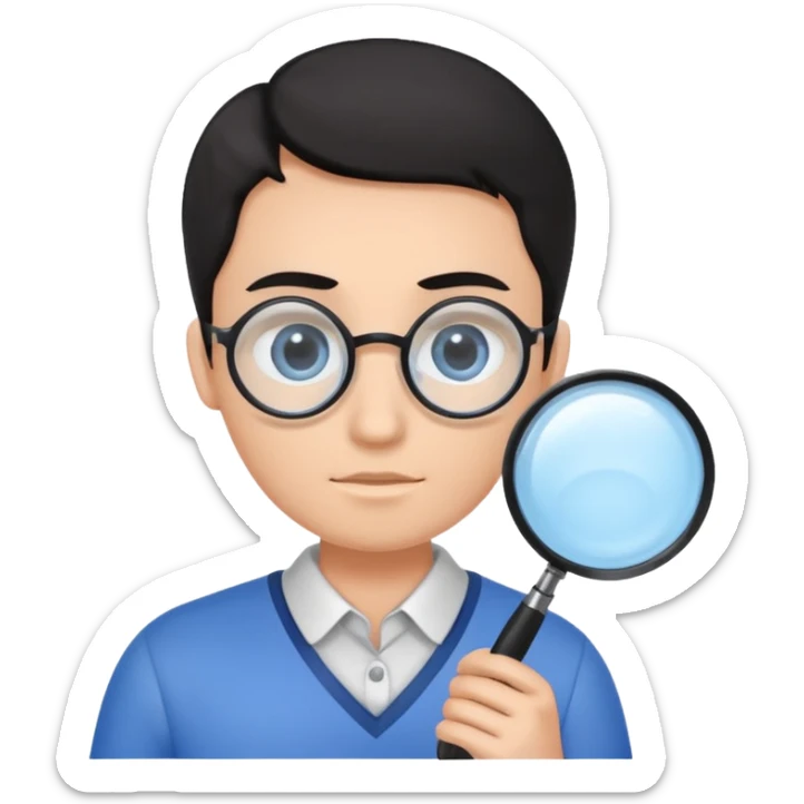 analizzando test blu foglio lente di ingrandimento sticker