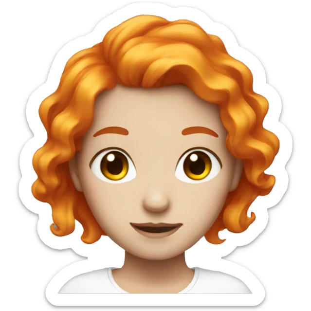 Girl a white face and orange hair wavy  sticker