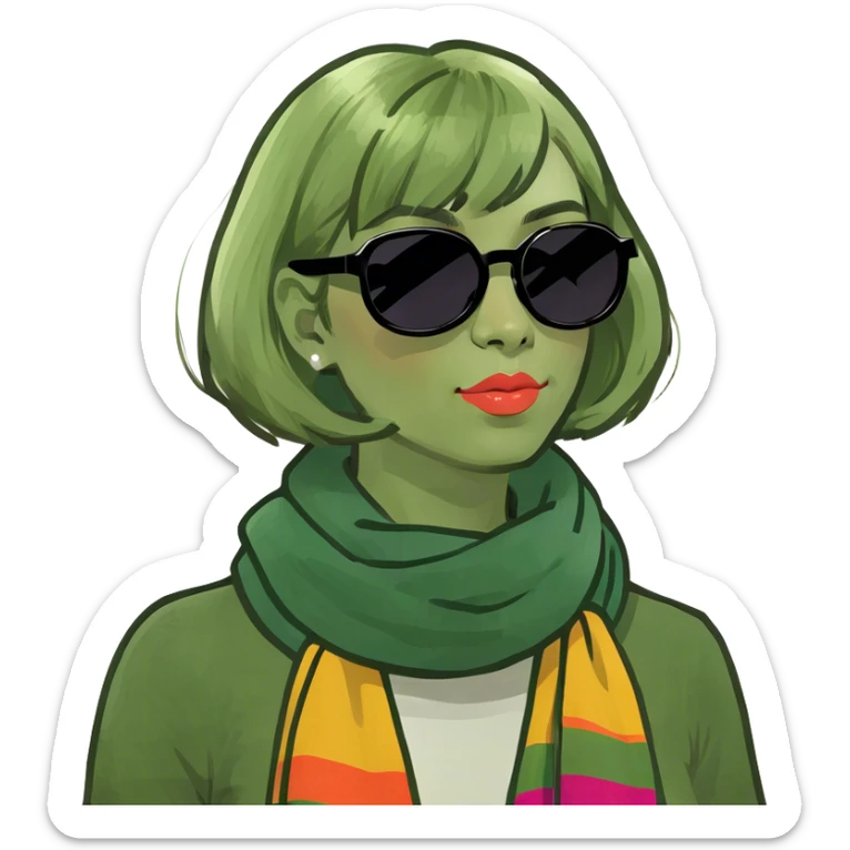 blonde girl with a bob in front of the painted ladies in san francisco  sticker