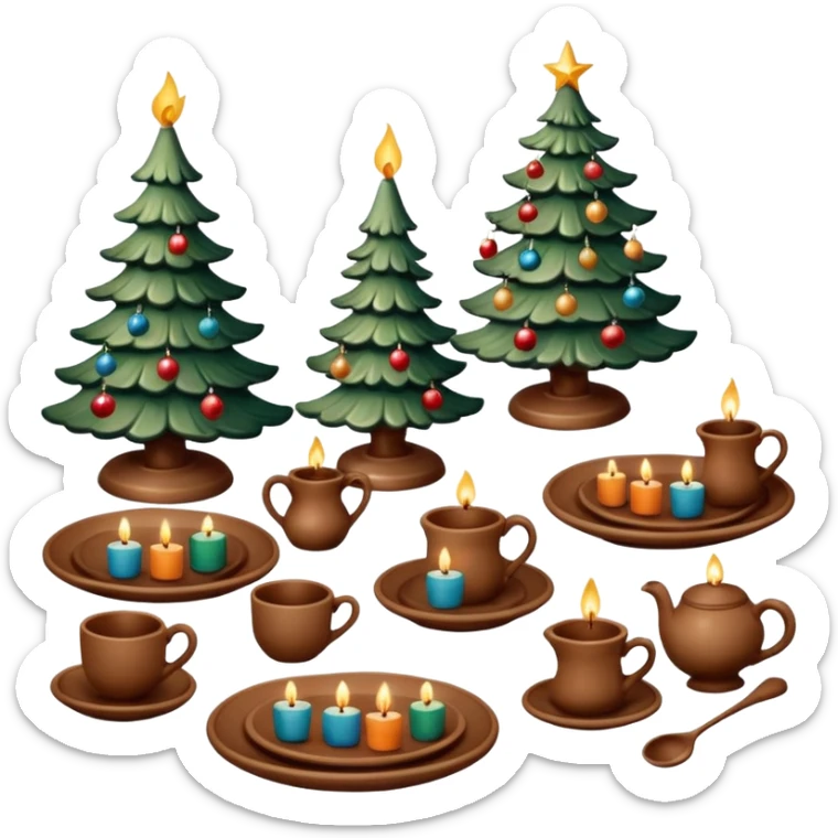  plates, cups, candlesticks, pendants, birds, horses, Christmas tree toys with potter  sticker