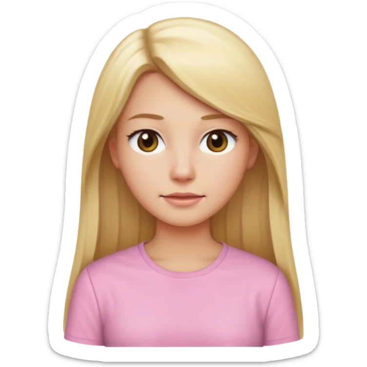 back view of a blonde with long straight hair, in light pink shirt, iOS Apple emoji style sticker