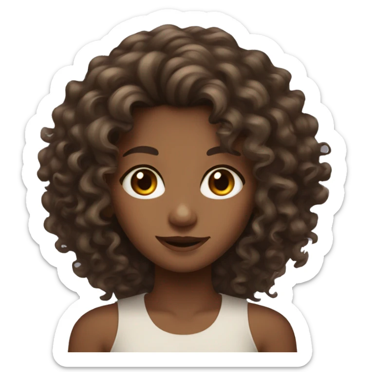 long curly hair girl with brown eyes and freckles  sticker
