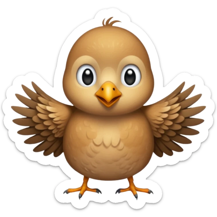make an emoji of a bird wanting a hug, make the art colors human like and imperfect and the layout also imperfect a little human like sticker