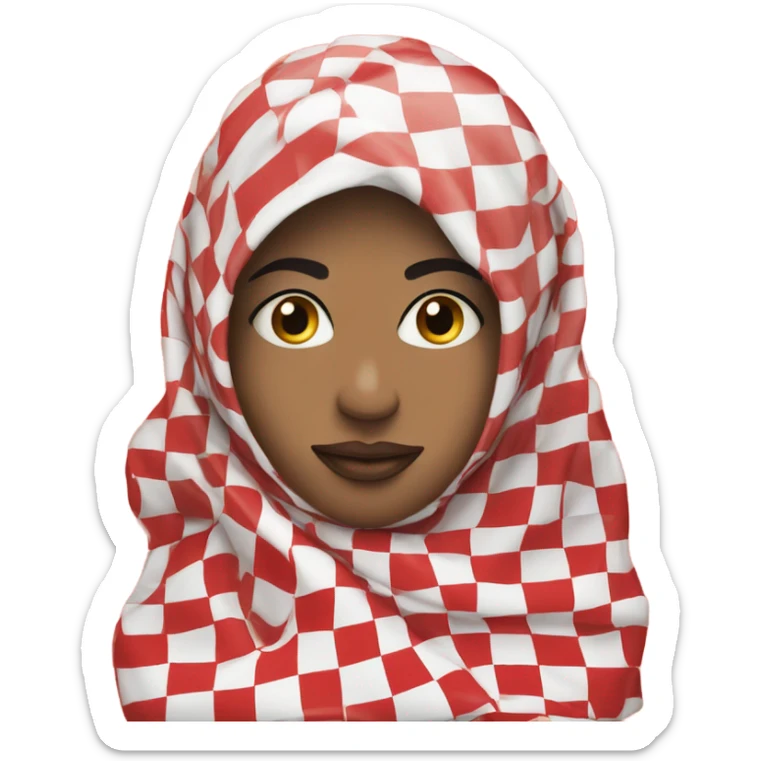 Woman wearing red and white checkered kuffiyeh covering mouth sticker