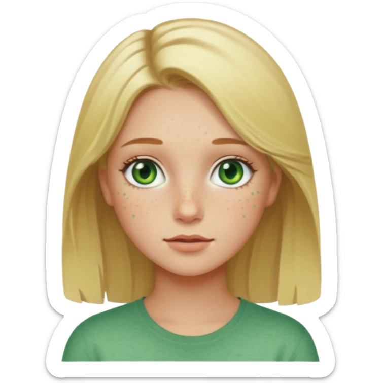 Girl with blonde hair, green eyes and freckles sticker
