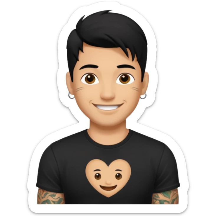 A man in tattoos handsome with flirty smile till legs black hair sticker
