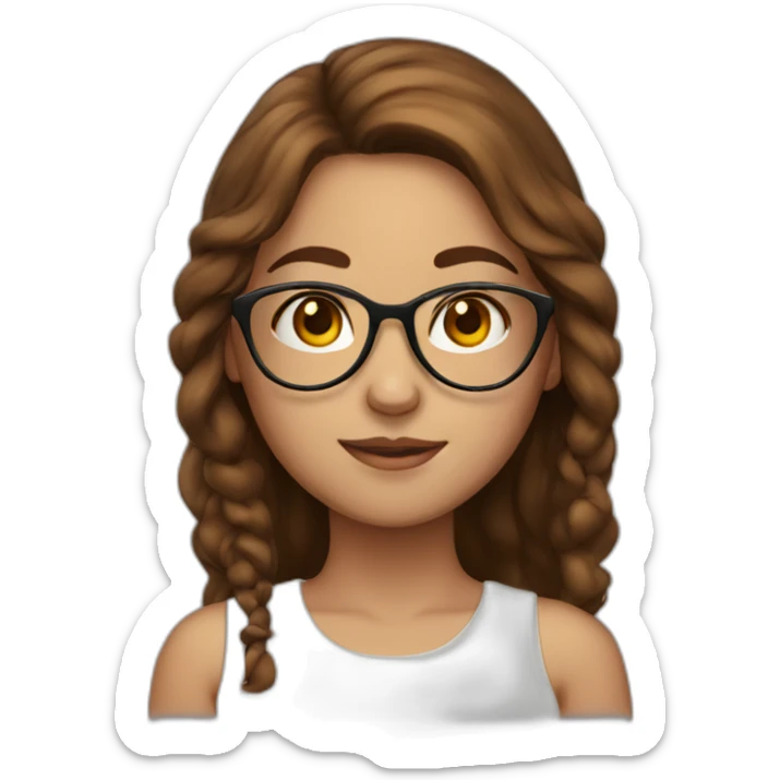 girl with glasses and long brown hair and freckels sticker