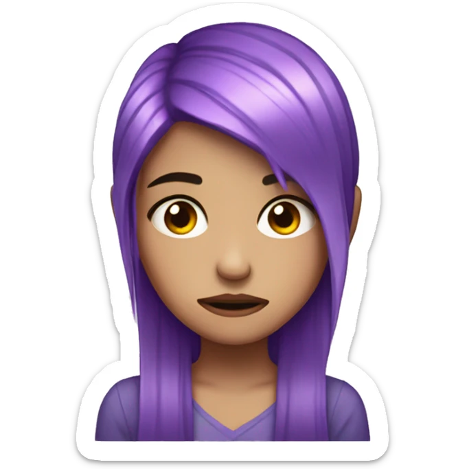one girl with purple crystal hair sad and tears crying unhappy sticker