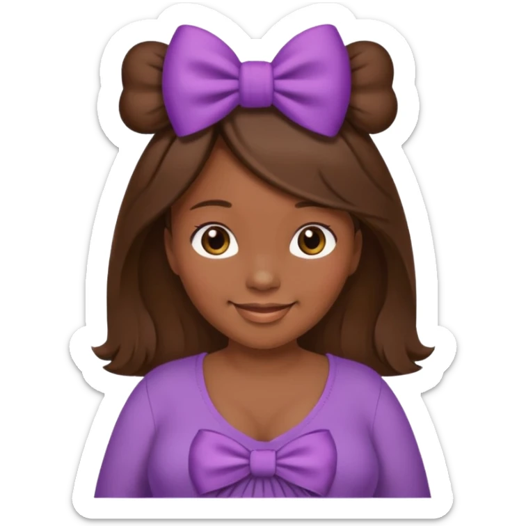 pregnant woman, brown hair, dark skin, bow in hair sticker